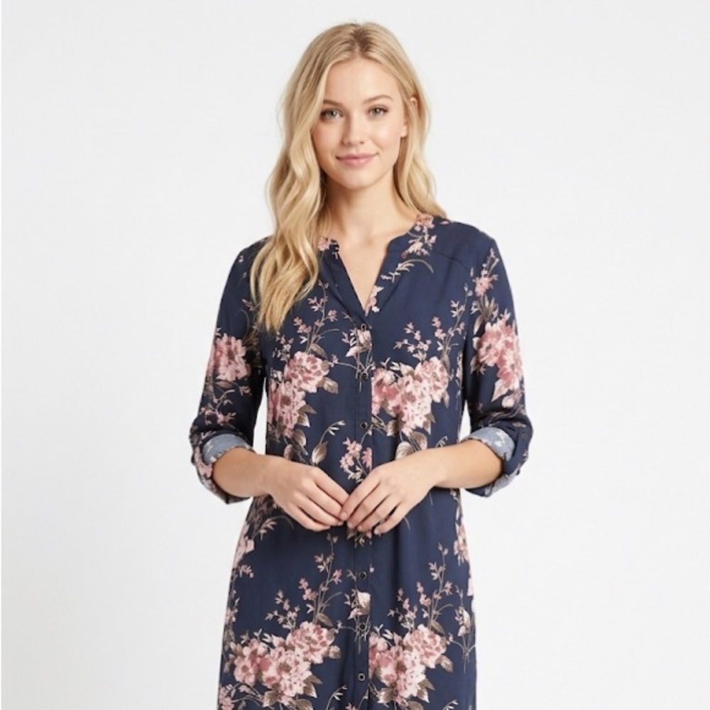 41 Hawthorn blue and pink floral dress size medium petite